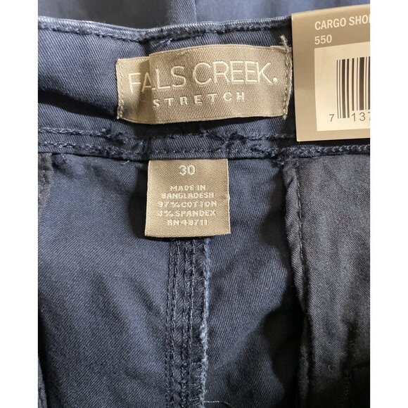 Falls Creek Mens Size 30 Navy Blue Canvas Cargo Shorts Stretch - Picture 7 of 8